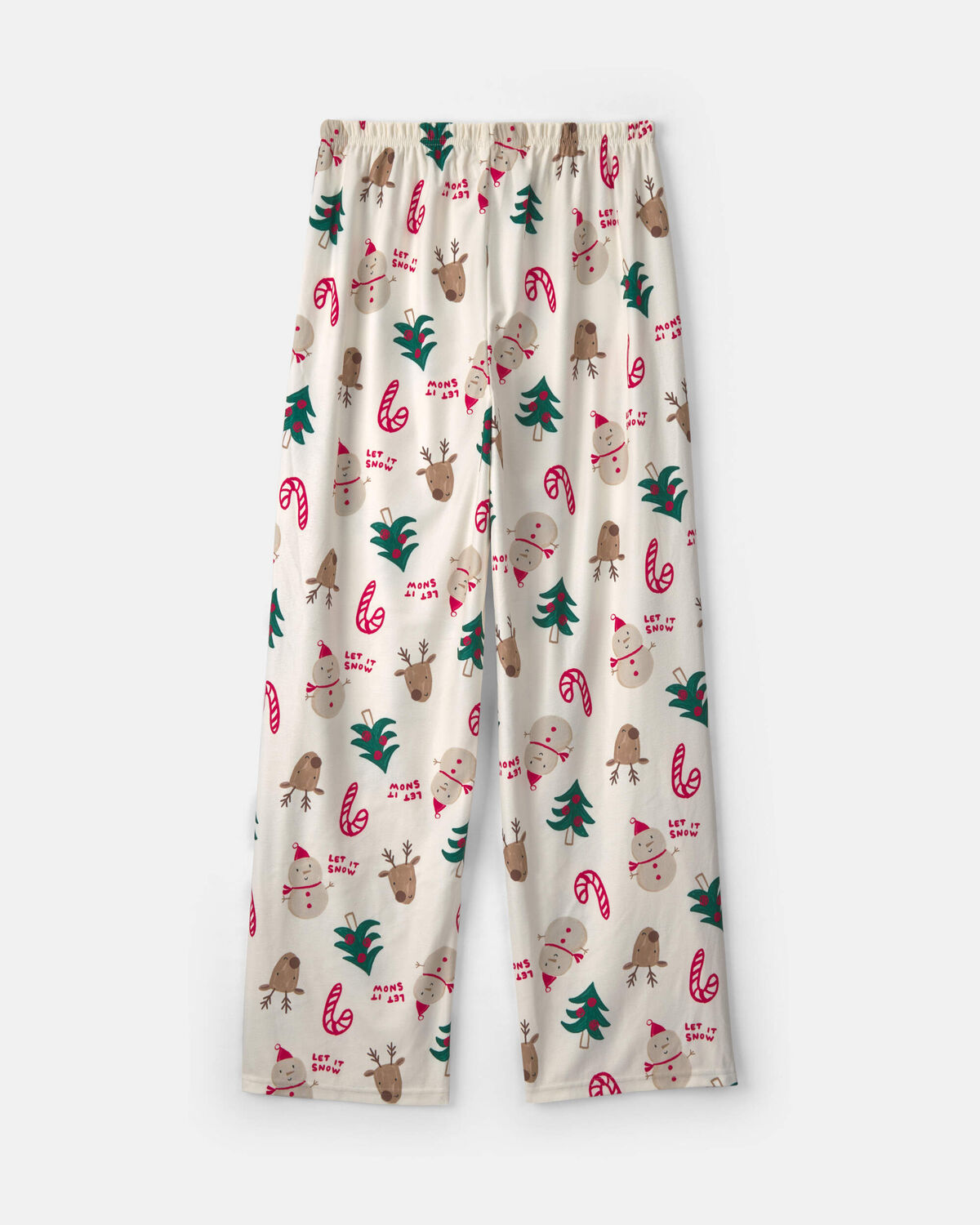 Adult Christmas Icon Fleece Loose Fit Pajama Bottoms - Cream - Image 2