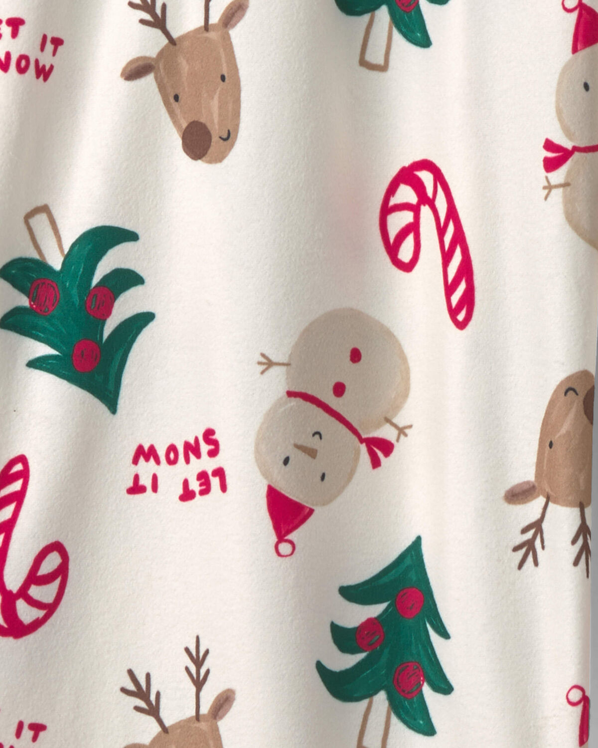Adult Christmas Icon Fleece Loose Fit Pajama Bottoms - Cream - Image 3