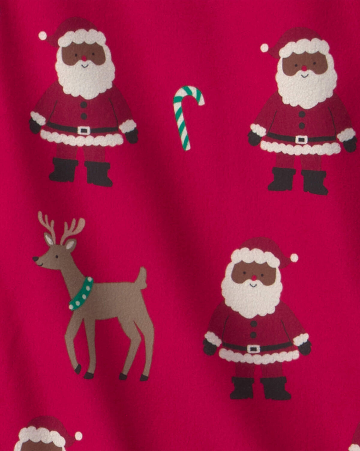 Adult 2-Piece Brown Santa Christmas Fleece Loose Fit Pajama Set - Red - Image 2