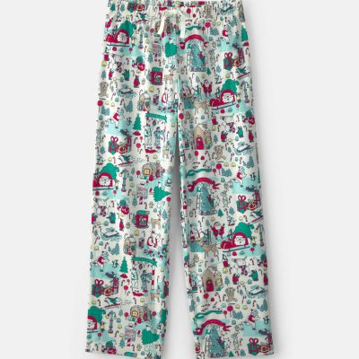 Adult Christmas Scavenger Hunt Fleece Loose Fit Pajama Bottoms