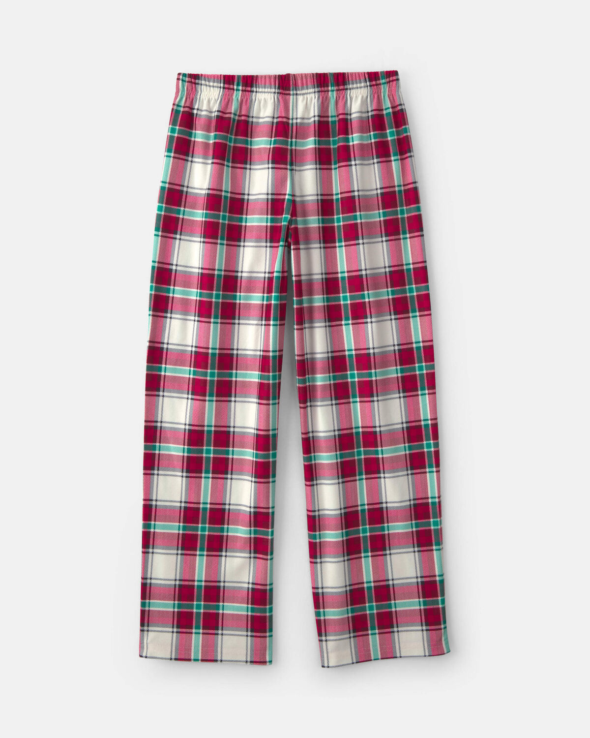 Kids Christmas Plaid Fleece Loose Fit Pajama Bottoms - Red/Green - Image 2