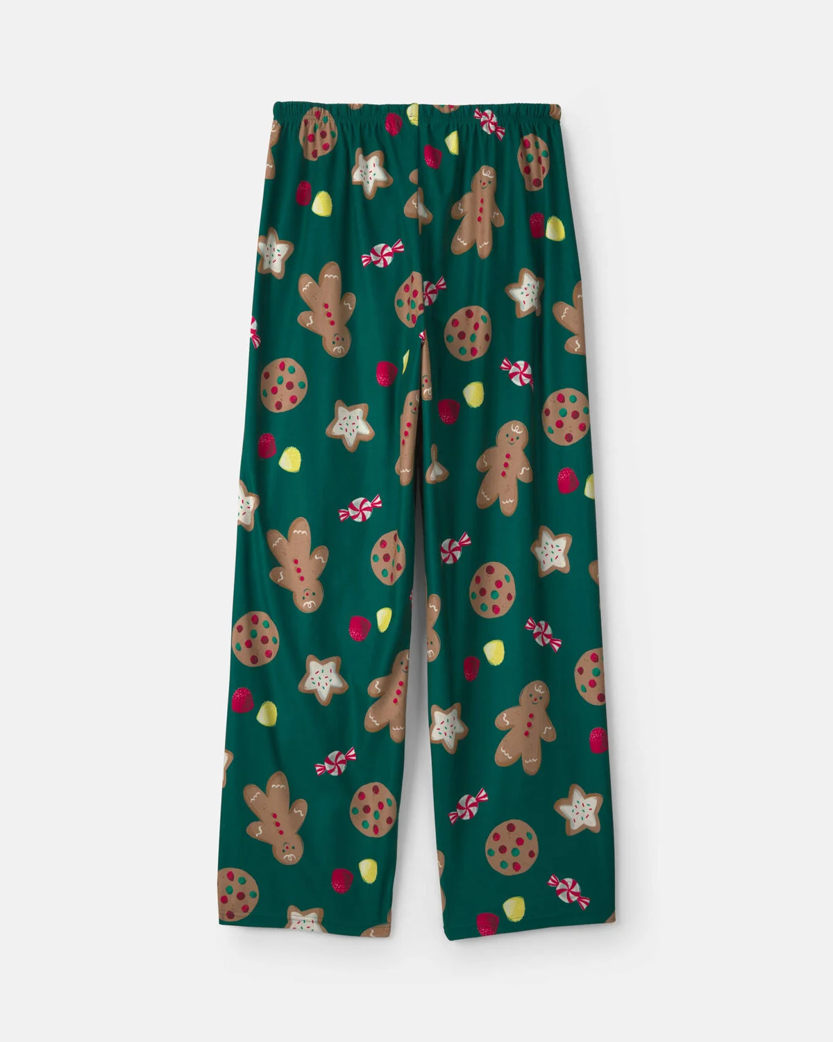 Adult Christmas Gingerbread Fleece Loose Fit Pajama Bottoms - Green - Image 2