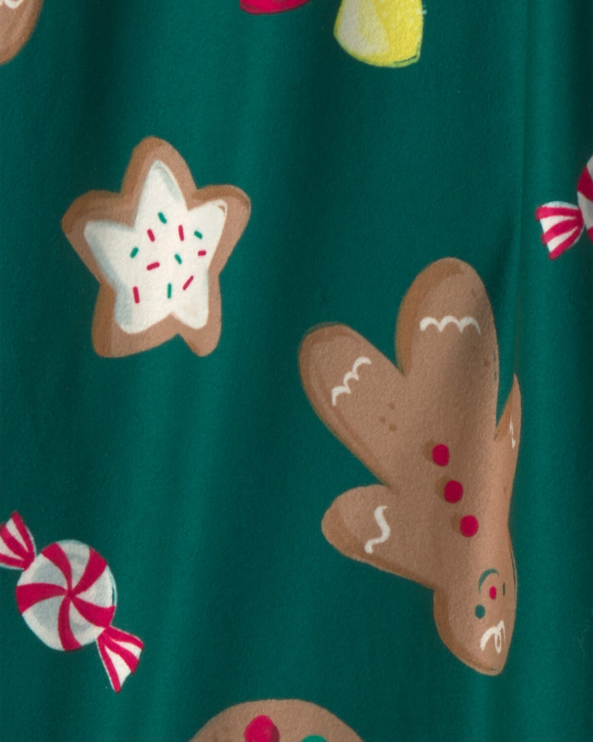 Adult Christmas Gingerbread Fleece Loose Fit Pajama Bottoms - Green - Image 3