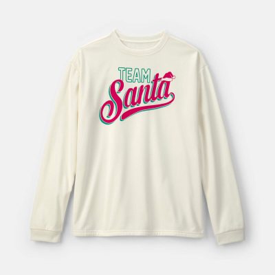 Adult 'Team Santa' Christmas Fleece Loose Fit Pajama Top - Cream