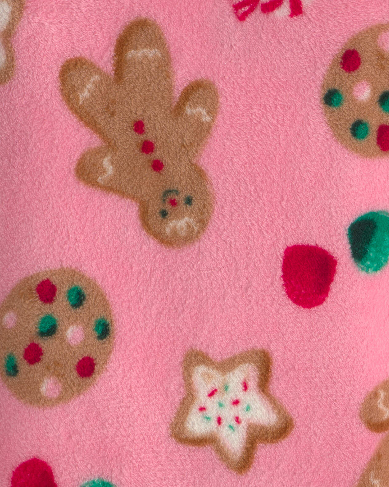 Girls Christmas Gingerbread Fleece Pajama Hoodie - Pink - Image 3