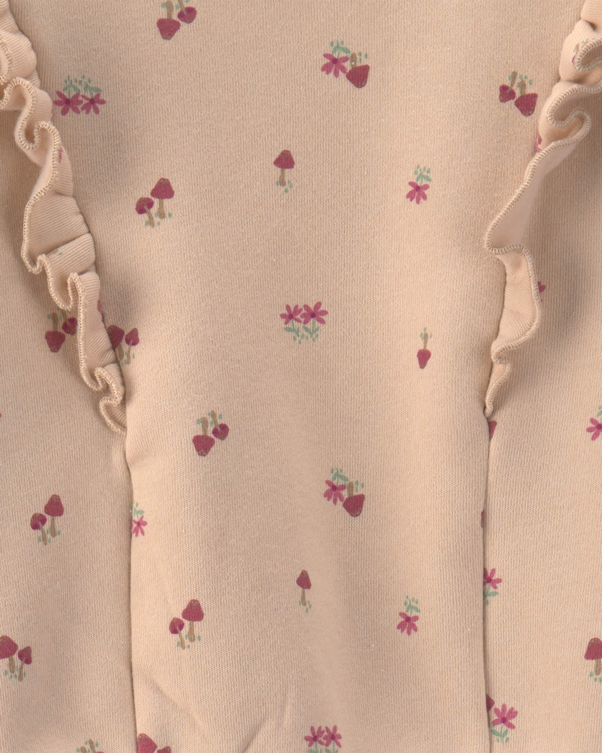 Girls 2-Piece Floral Fleece Long-Sleeve Top & Pant Set - Cream/Red - Image 5