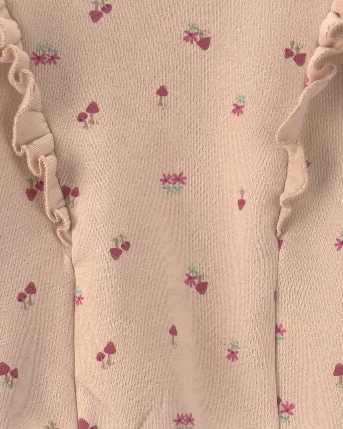 Girls 2-Piece Floral Fleece Long-Sleeve Top & Pant Set - Cream/Red - Image 3