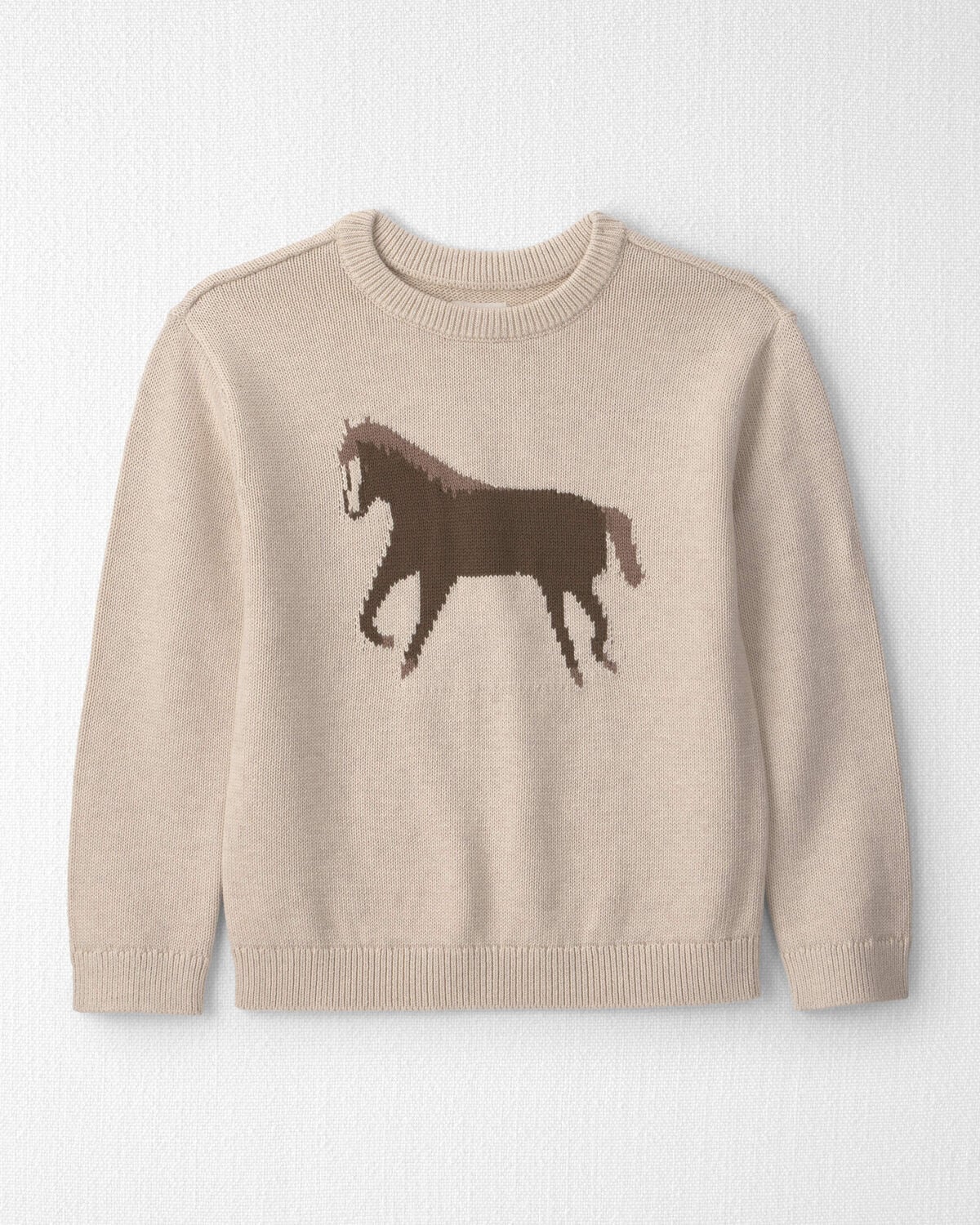 Kids Organic Cotton Horse Sweater Knit Pullover