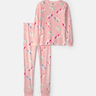Girls 2-Piece Unicorn DreamPlush Snug Fit Pajama Set - Pink