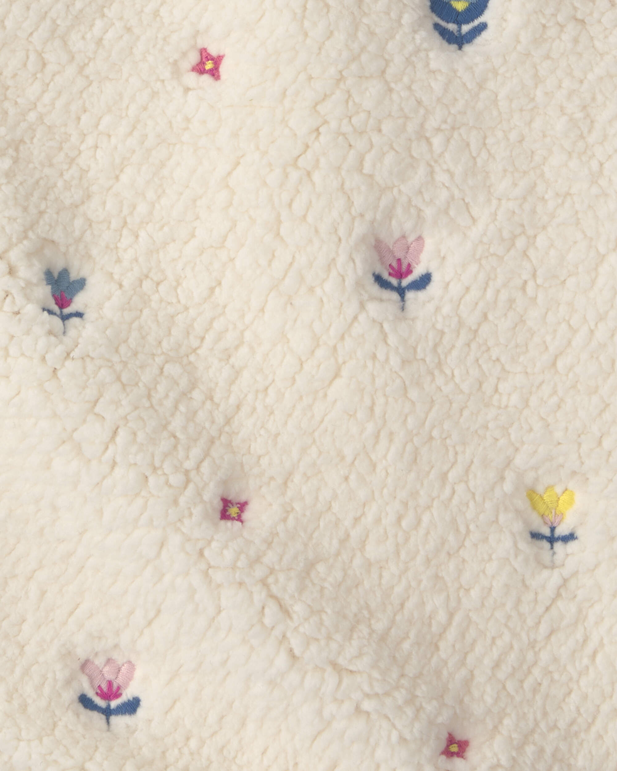 Girls Floral Teddy Fleece Vest - Cream - Image 3