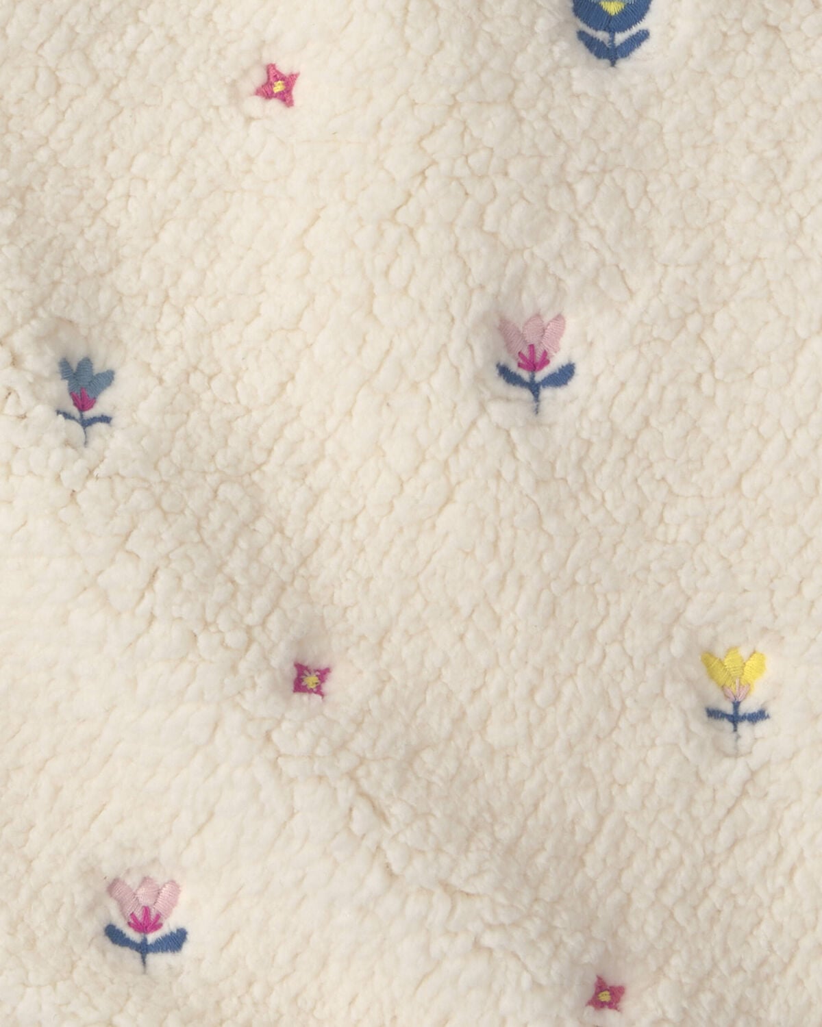 Girls Floral Teddy Fleece Vest - Cream - Image 2