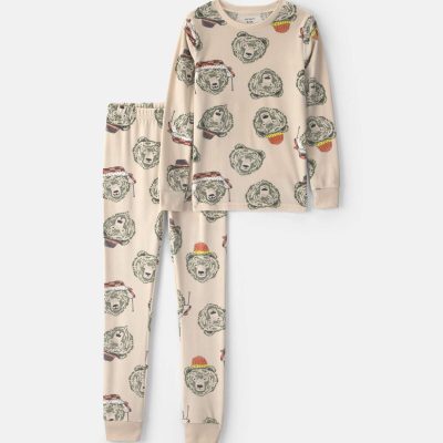Boys 2-Piece Bears DreamPlush Snug Fit Pajama Set - Tan