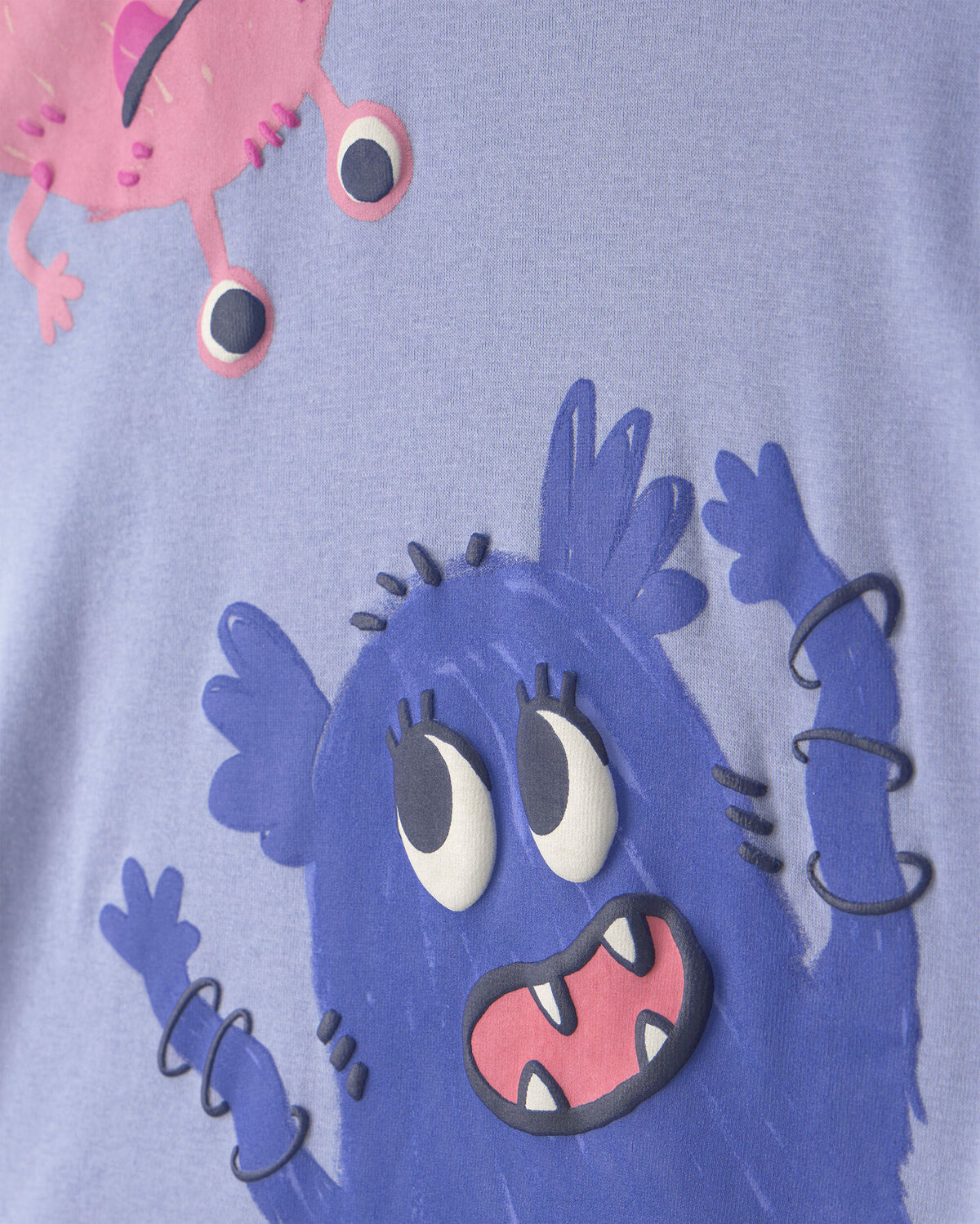 Girls 4-Piece Monster 100% Cotton Snug Fit Pajama Set - Blue/Cream - Image 2