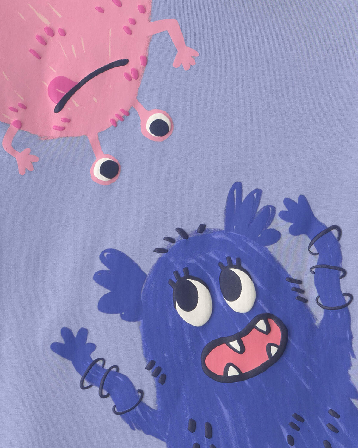 Girls 4-Piece Monster 100% Cotton Snug Fit Pajama Set - Blue/Cream - Image 3