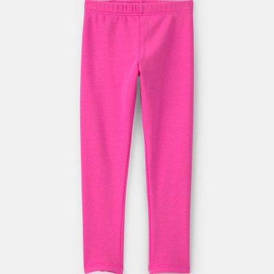 Girls Fleece Pull-On Stretch Leggings - Pink