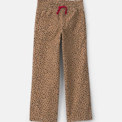 Girls Leopard Twill Pants - Brown