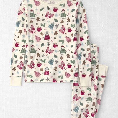 Girls 2-Piece Organic Cotton Pajamas in Winter Wonderland