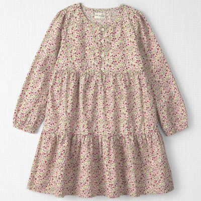 Girls Organic Cotton Dobby Dress in Floral