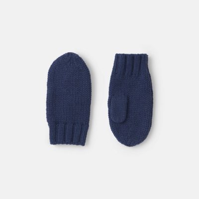 Boys Ribbed Mittens - Navy