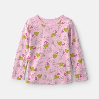 Girls Dr. Seuss™ The Grinch Christmas Long-Sleeve Graphic Tee - Pink