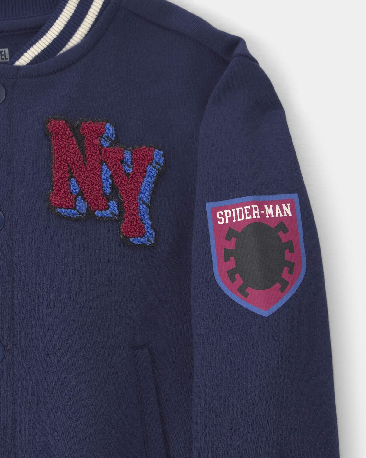 Boys ©Marvel Spider-Man Fleece Varsity Jacket - Blue - Image 3