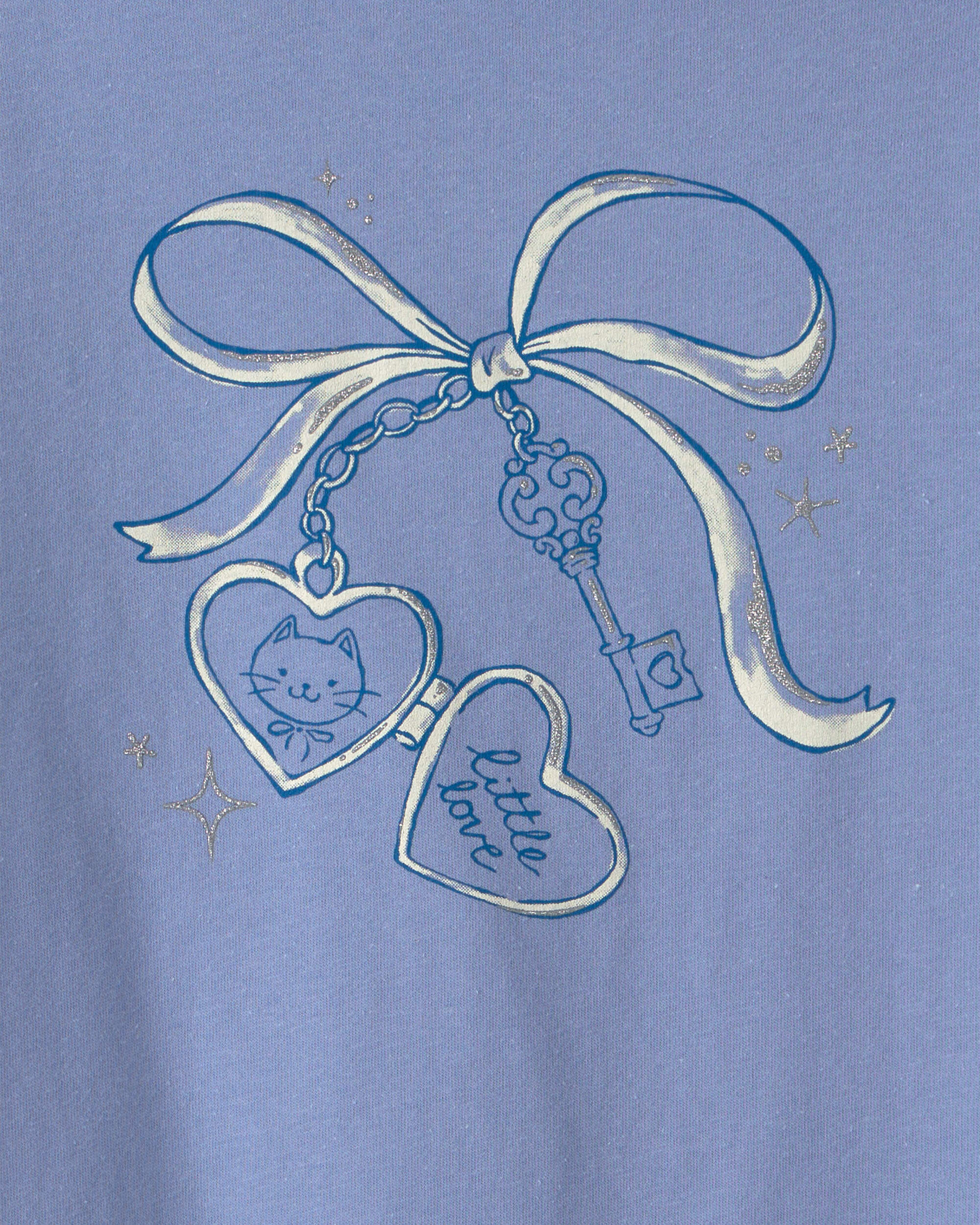 Girls Bow Keychain Long-Sleeve Graphic Tee - Purple - Image 3