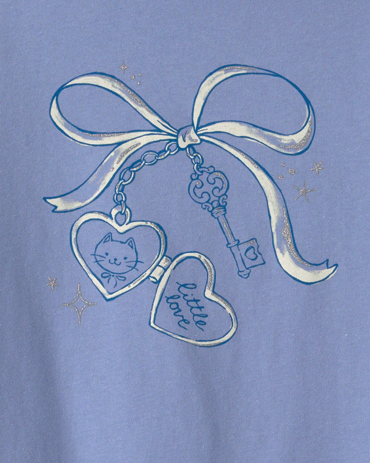 Girls Bow Keychain Long-Sleeve Graphic Tee - Purple - Image 2