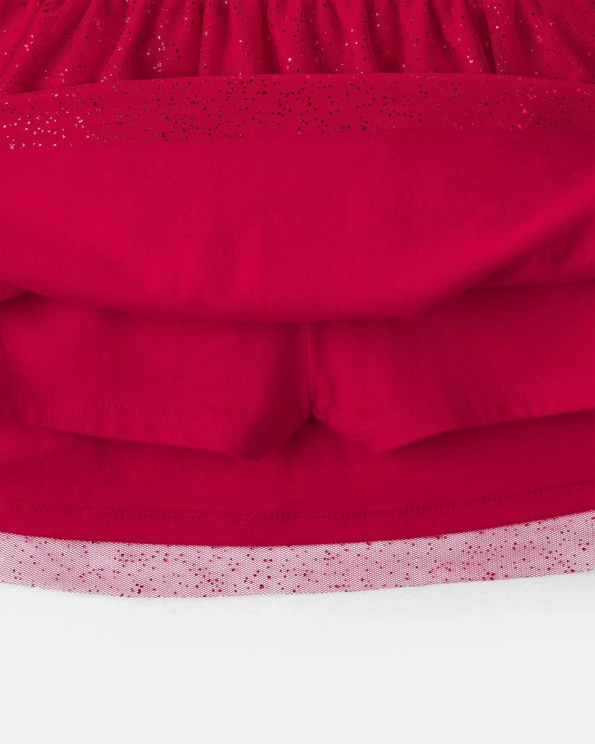 Girls Tulle Bow Fleece Long-Sleeve Top & Skort Set - Cream/Red - Image 3