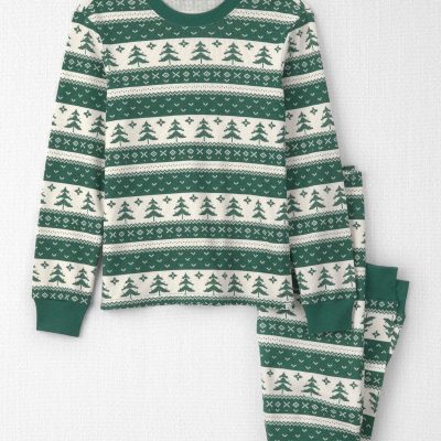 Adult 2-Piece Fair Isle Waffle Knit Pajamas Made with Organic Cotton
