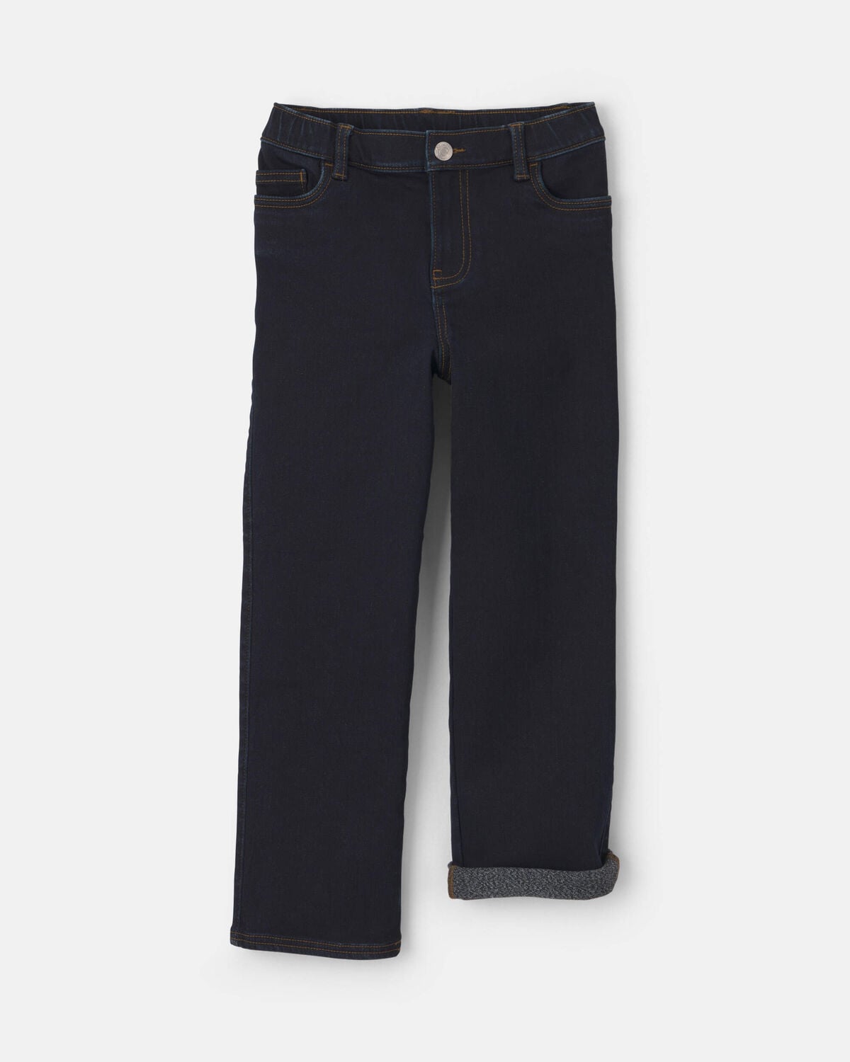 Boys Fleece-Lined Relaxed Jeans - Dark Wash - Image 3