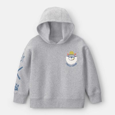 Boys 'Chill Crew' Yeti Fleece Hoodie - Grey