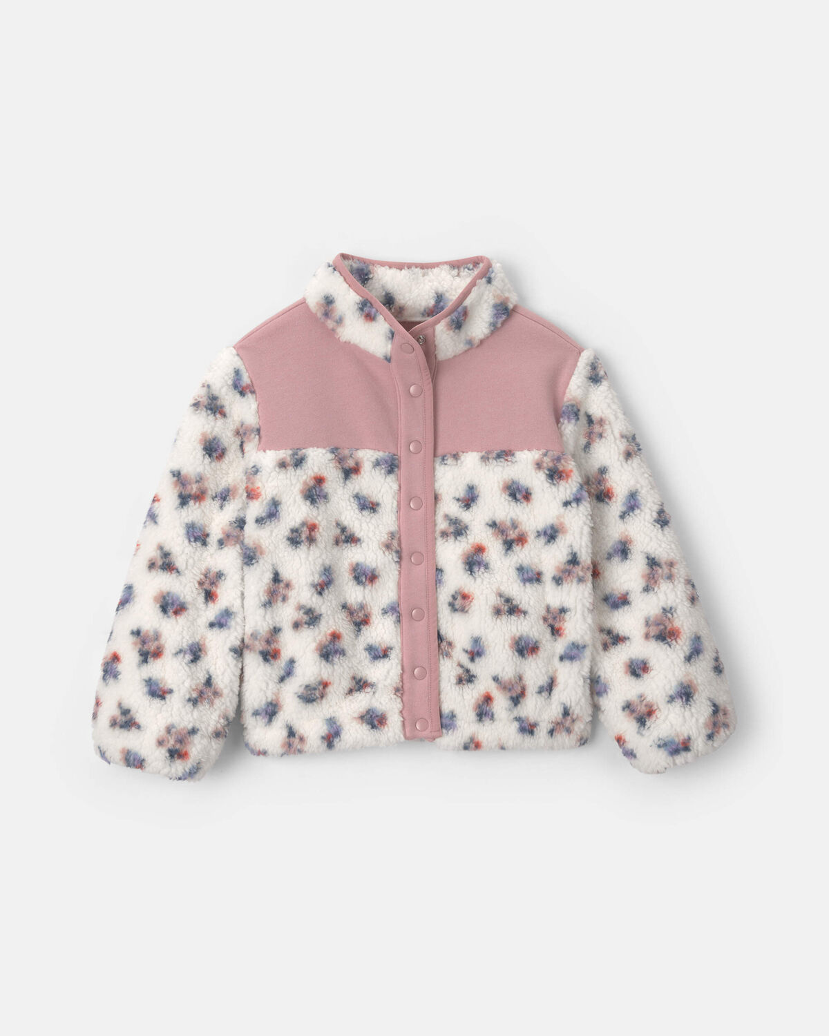 Girls Floral Fleece Jacket - Pink/White