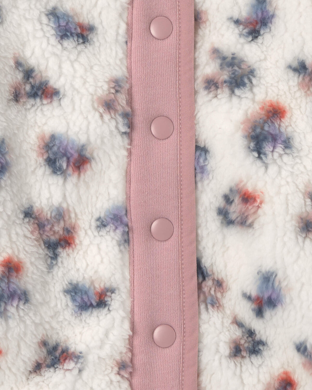 Girls Floral Fleece Jacket - Pink/White - Image 2