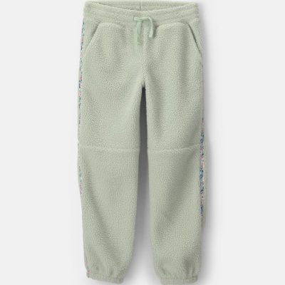 Girls Floral Fleece Joggers - Green