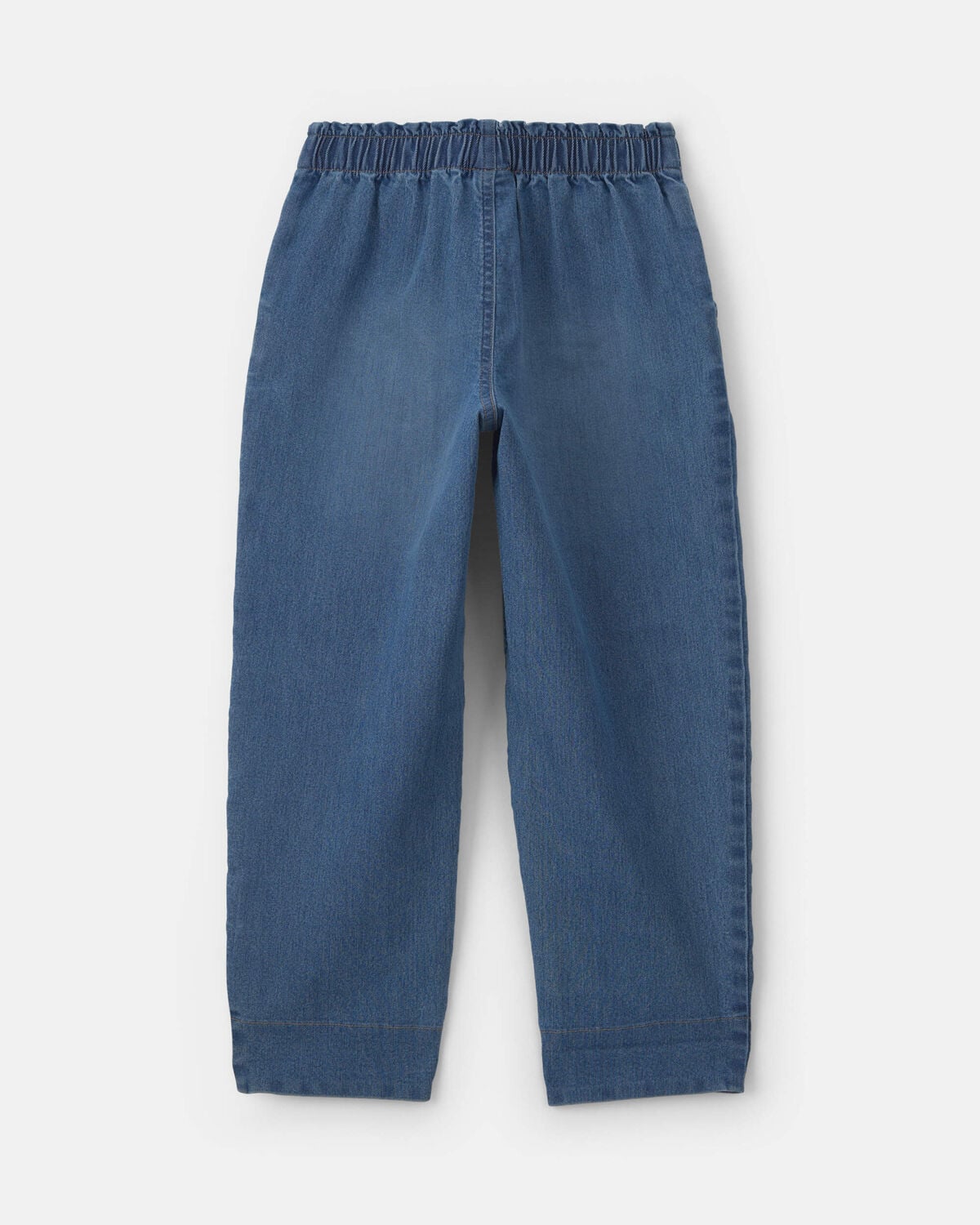 Girls Medium Wash Denim Cuffed Jeans - Blue/Pink - Image 2