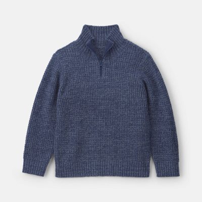 Boys Quarter-Zip Sweater - Navy Blue