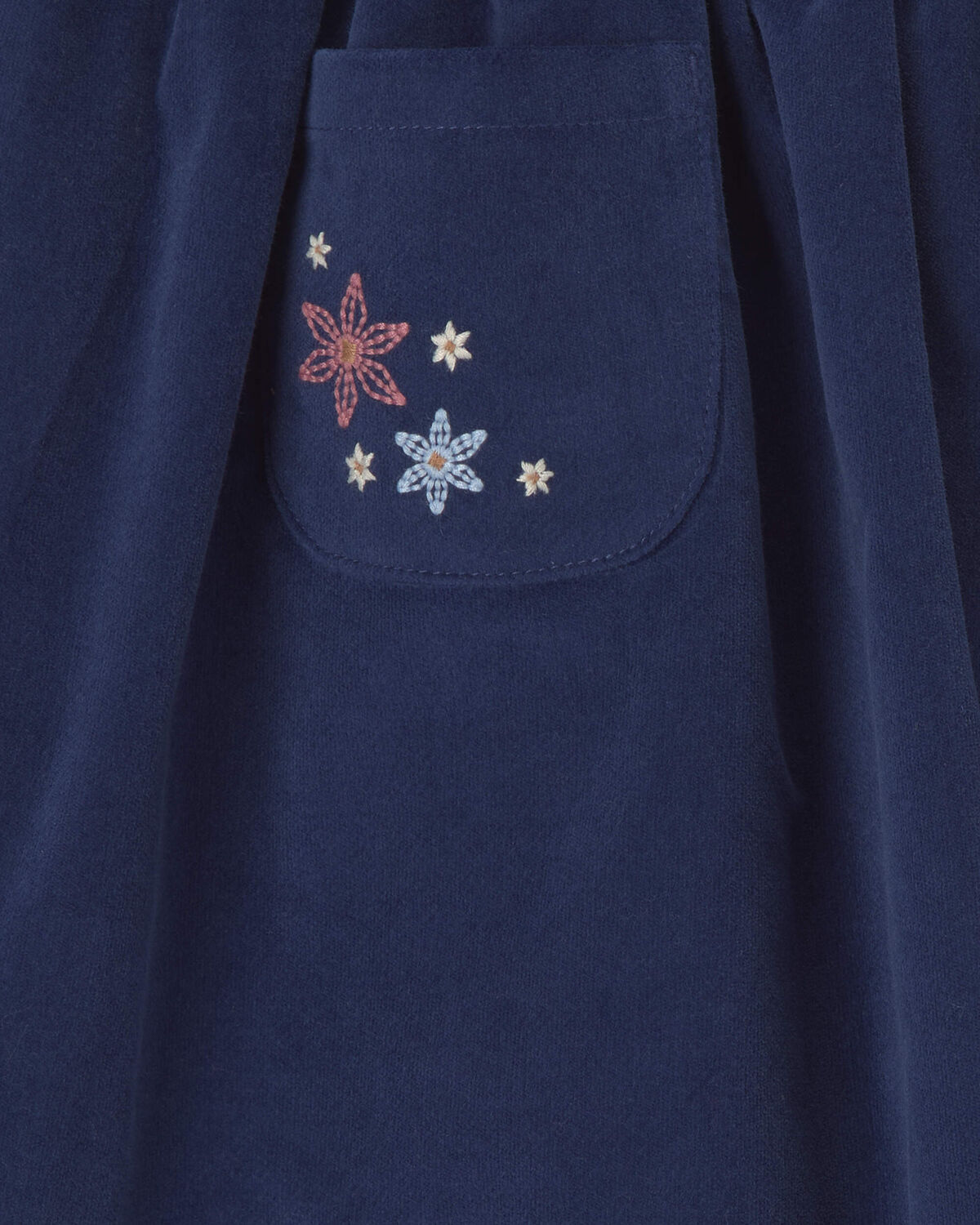 Girls Flower Corduroy Skirt - Navy Blue - Image 3