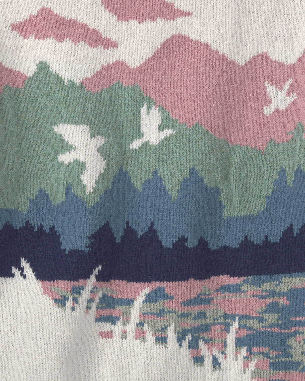 Girls Duck Landscape Sweater - Cream/Green - Image 2
