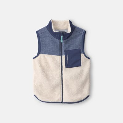 Boys Colorblock Vest - Cream/Blue