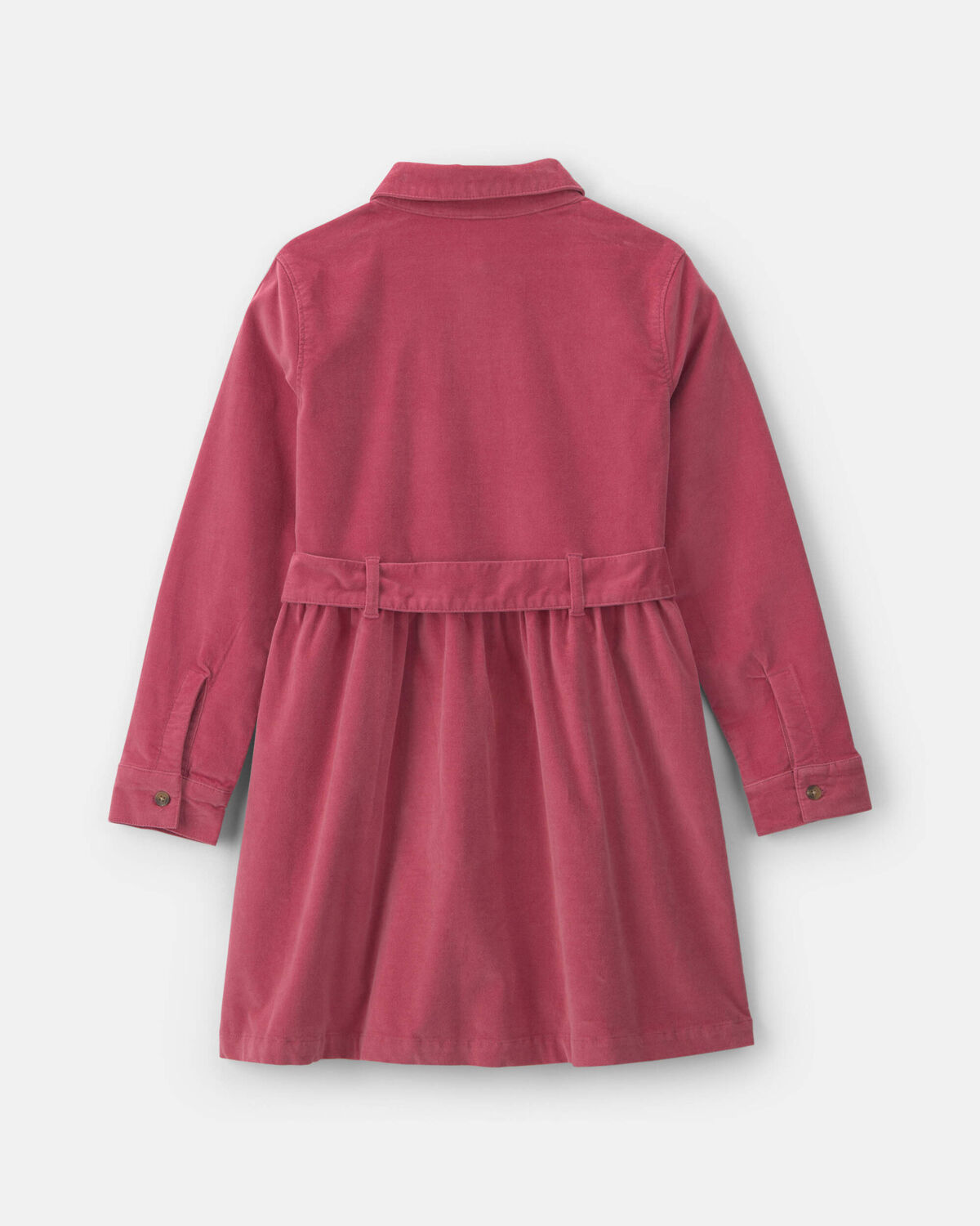 Girls Embroidered Long-Sleeve Corduroy Dress - Pink - Image 2