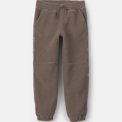 Girls Floral Fleece Joggers - Brown