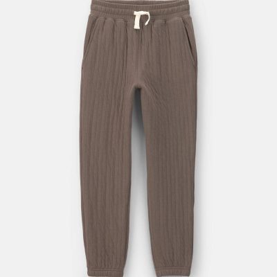 Boys Quilted Joggers - Brown