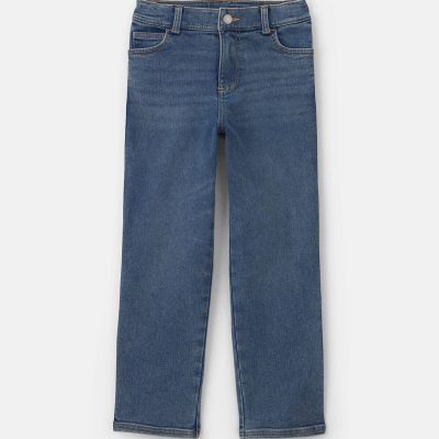 Boys Fleece-Lined Relaxed Jeans - Dark Wash