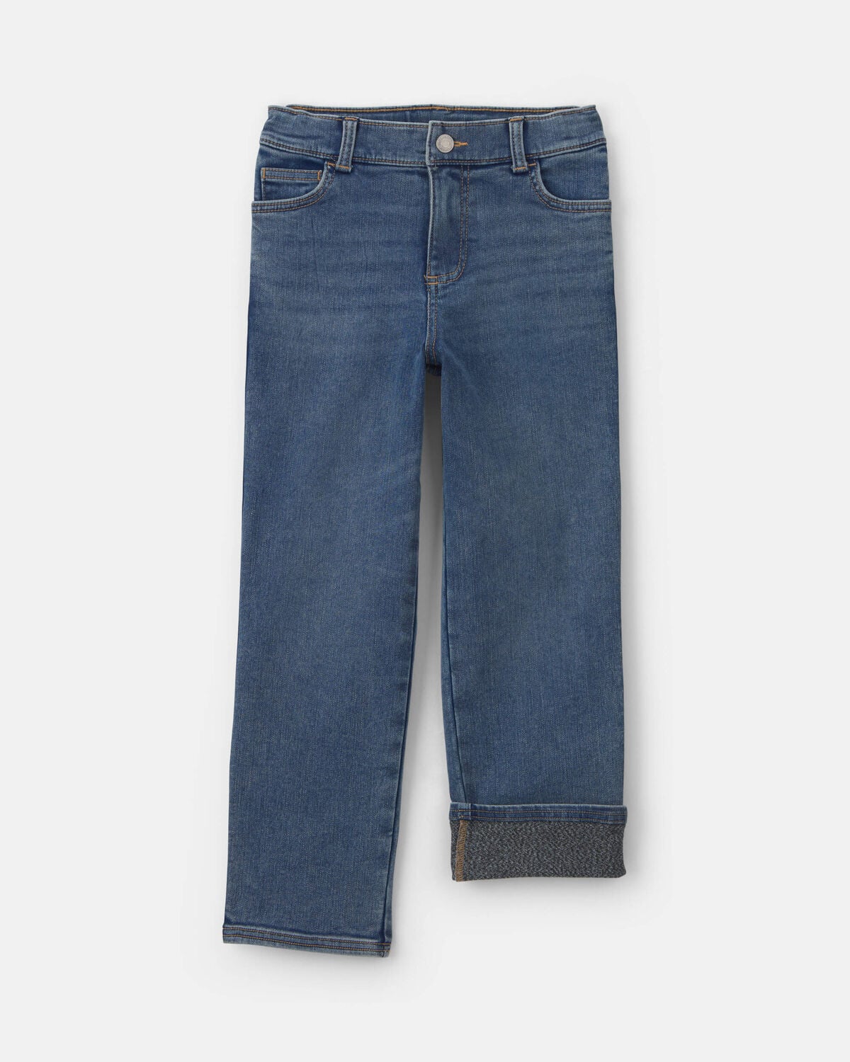 Boys Fleece-Lined Relaxed Jeans - Dark Wash - Image 3