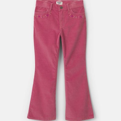 Girls Corduroy Flare Pants - Pink