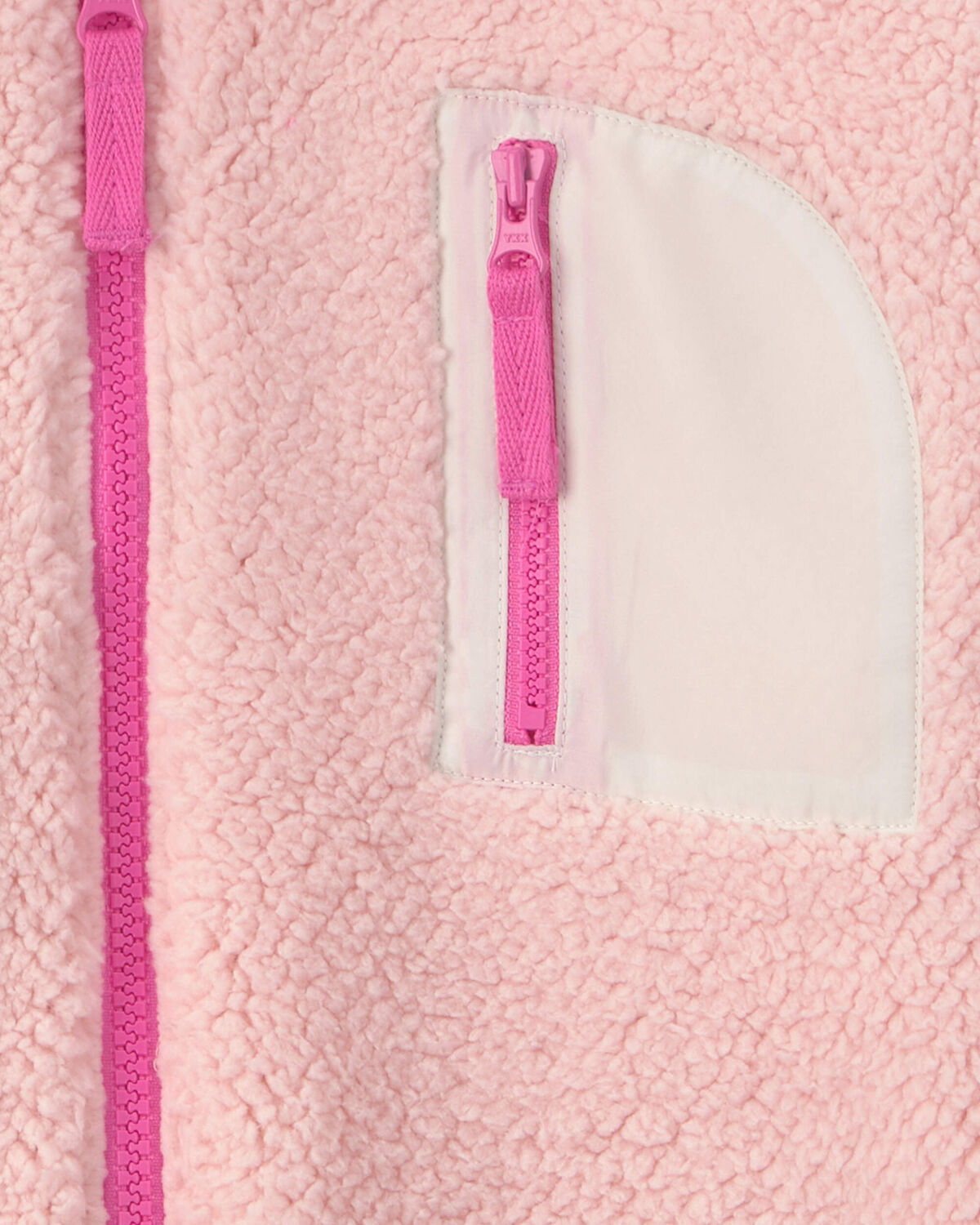 Girls Teddy Fleece Zip-Up Hoodie - Pink - Image 2