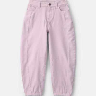 Girls Teddy Fleece Denim Barrel Jeans - Purple