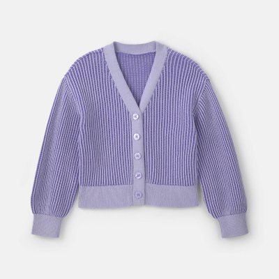 Girls Button-Down Cardigan Sweater - Purple