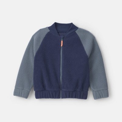 Boys Teddy Fleece Zip-Up Jacket - Navy Blue