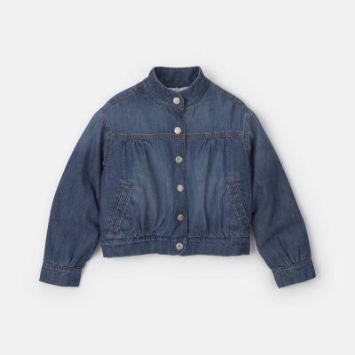Girls Fleece-Lined Denim Jacket - Dark Wash